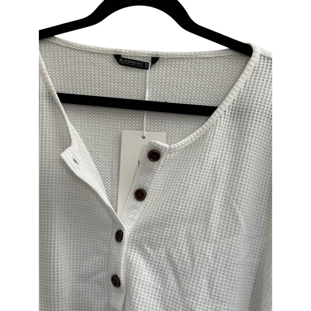NWT BloomChic Shirt Size 14 16 White Thermal Waffle Top Crochet Trim #4165 - Picture 2 of 14